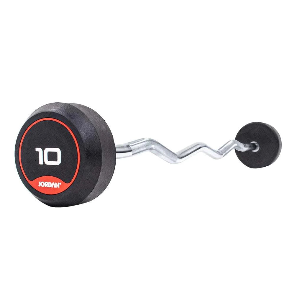 JORDAN Rubber Barbells - Curl Bar (Red) - Revamped Living