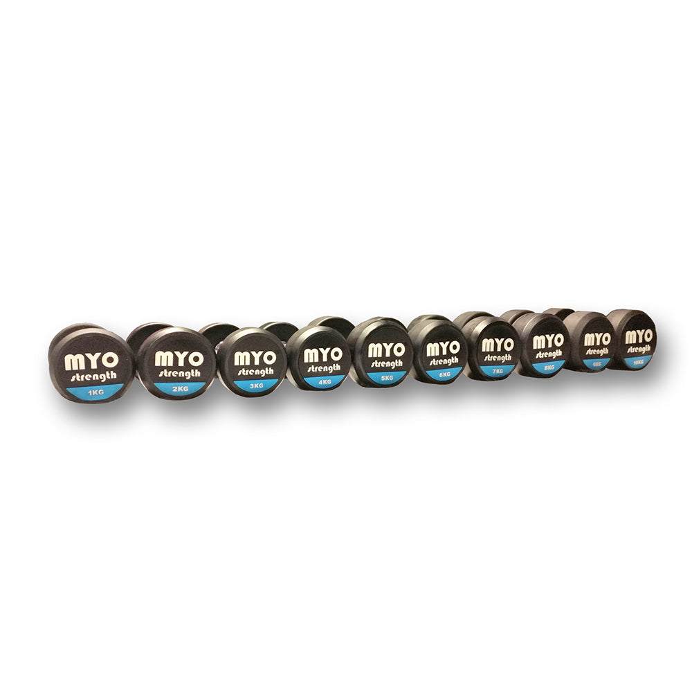 MYO Strength Rubber Dumbbells with PU End Caps