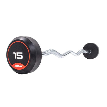 JORDAN Rubber Barbells - Curl Bar (Red) - Revamped Living