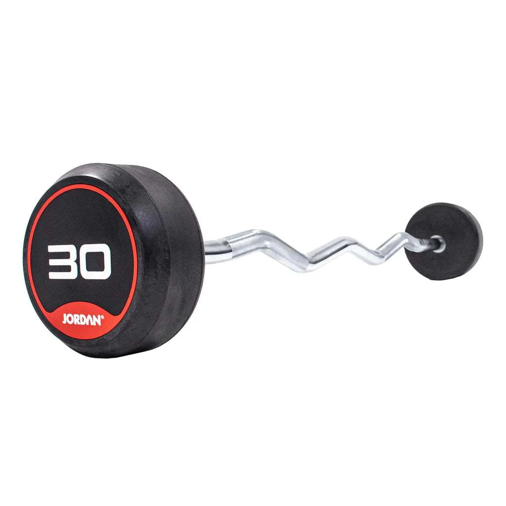 JORDAN Rubber Barbells - Curl Bar (Red) - Revamped Living