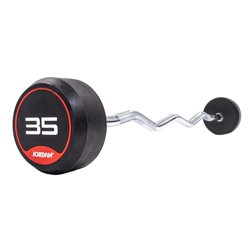 JORDAN Rubber Barbells - Curl Bar (Red) - Revamped Living