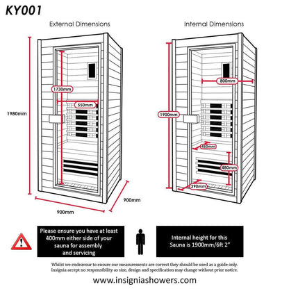 Insignia - 900mm x 900mm Infrared Sauna