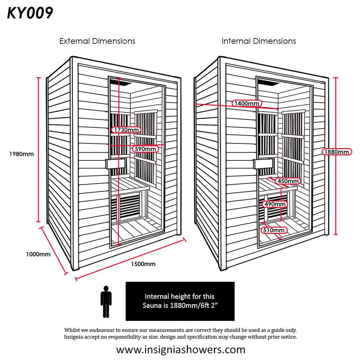 Insignia - 1500mm x 1000mm Infrared Sauna (KY009)